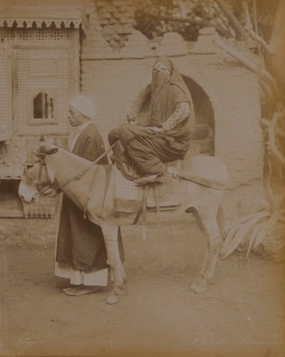 Woman on a Donkey, Cairo, 1893 by English Photographer